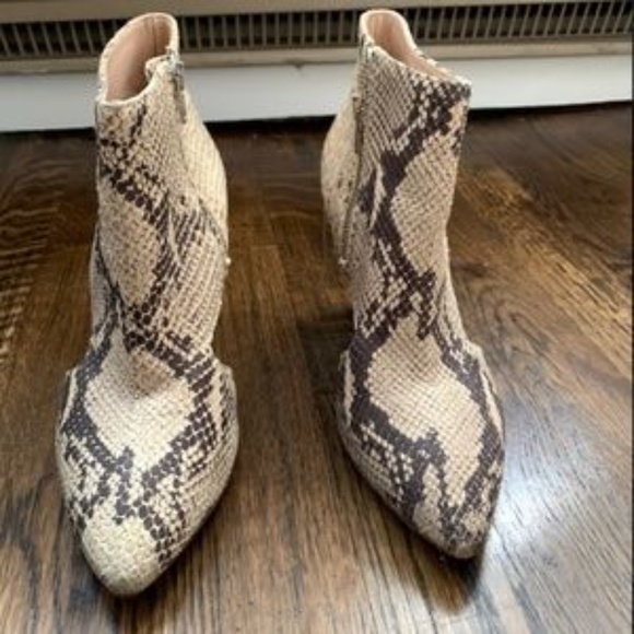 Loeffler Randal Nude Snakeskin Ankle Booties - Picture 4 of 5